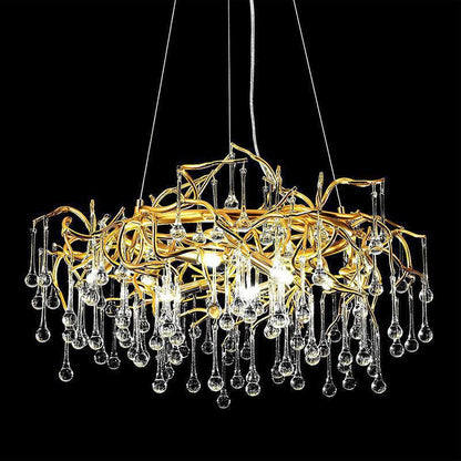 Doris Crystal Round Branch Chandelier 23.5"D Gold - Zelno Lighting
