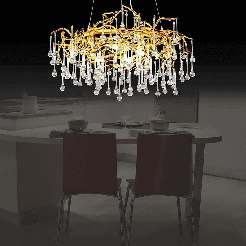 Doris Crystal Round Branch Chandelier 23.5"D Gold - Zelno Lighting