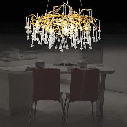 Doris Crystal Round Branch Chandelier 23.5"D Gold - Zelno Lighting
