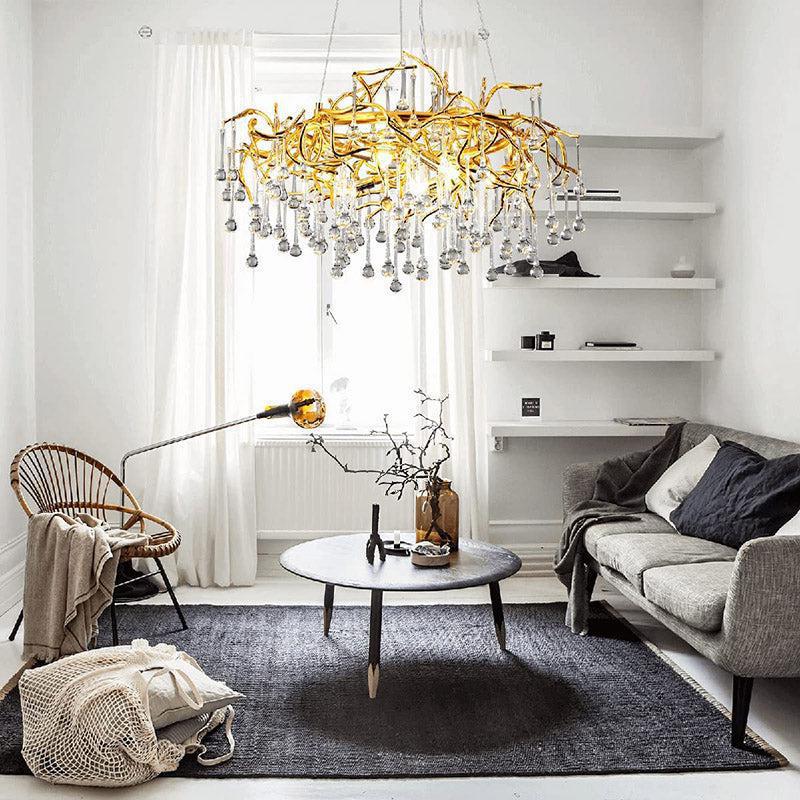 Doris Crystal Round Branch Chandelier 23.5"D Gold - Zelno Lighting