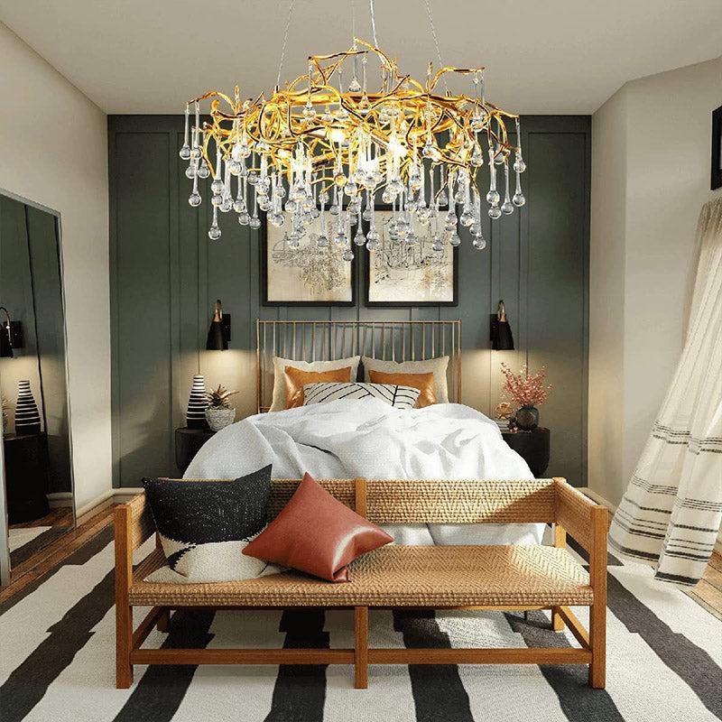 Doris Crystal Round Branch Chandelier 23.5"D Gold - Zelno Lighting