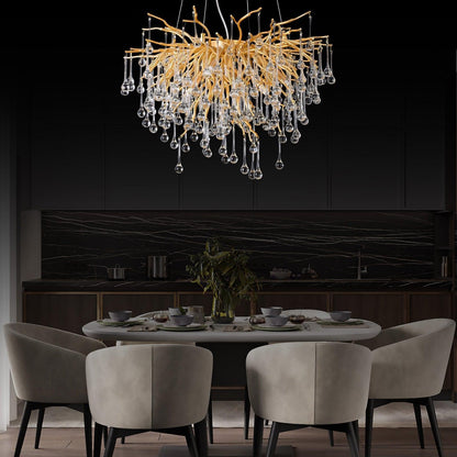 Doris Rain Branch Chandelier 23.5"D Gold - Zelno Lighting