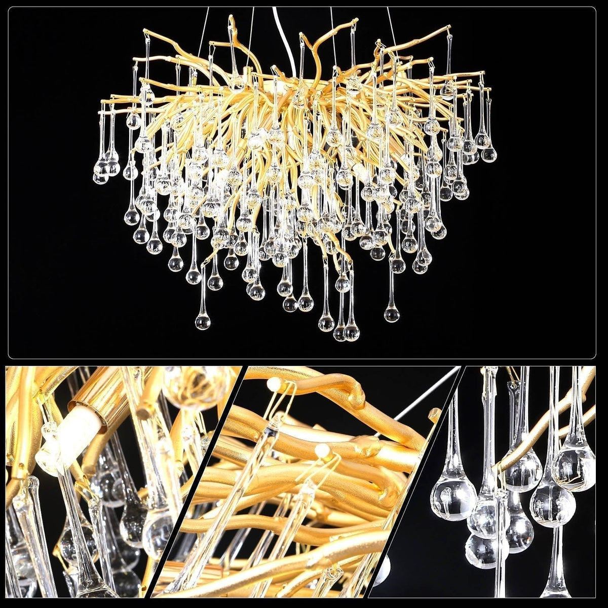 Doris Rain Branch Chandelier 23.5"D Gold - Zelno Lighting