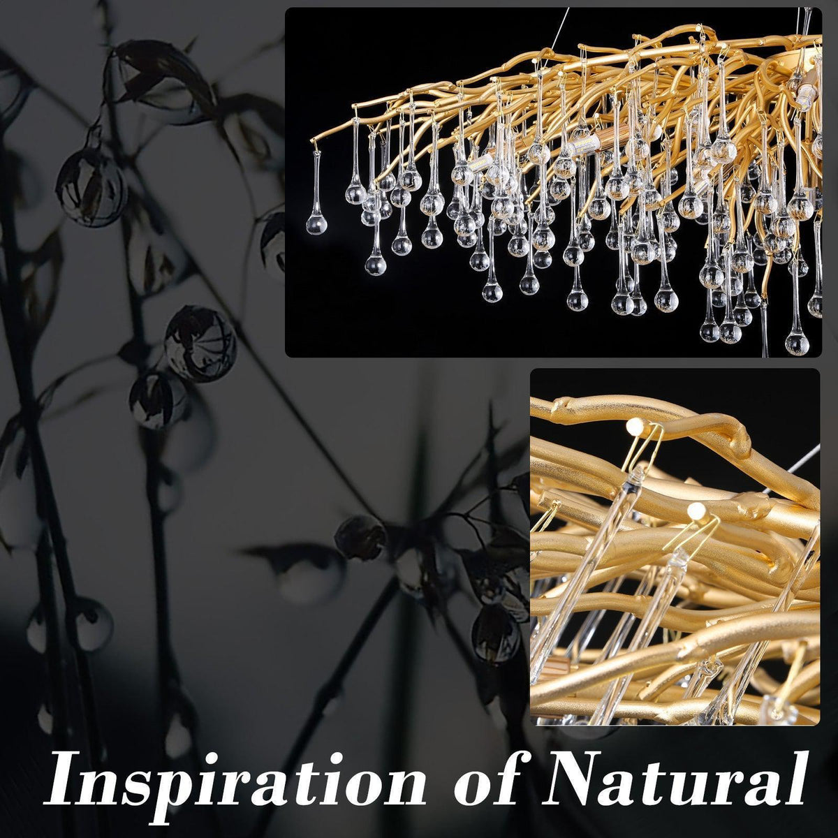 Doris Rain Branch Chandelier 23.5"D Gold - Zelno Lighting