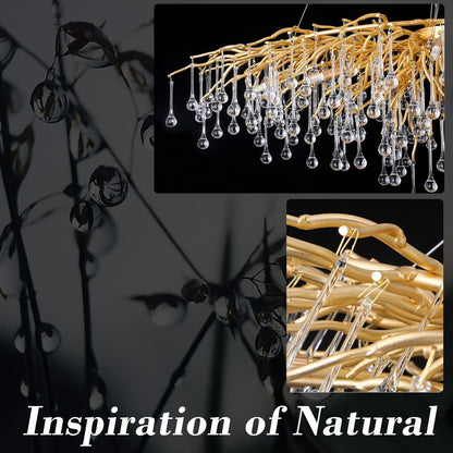 Doris Rain Branch Chandelier 23.5"D Gold - Zelno Lighting