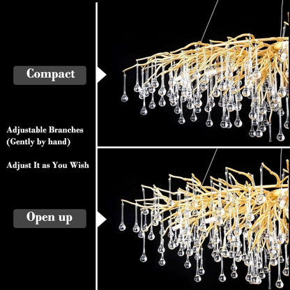 Doris Rain Branch Chandelier 23.5"D Gold - Zelno Lighting