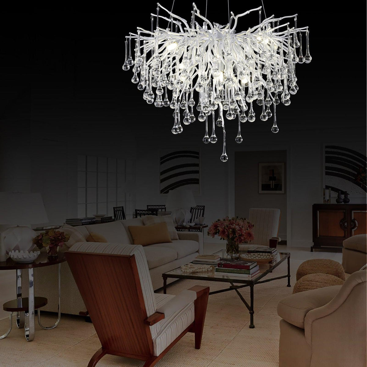 Doris Rain Branch Chandelier Dia 23.5" Silver - Zelno Lighting