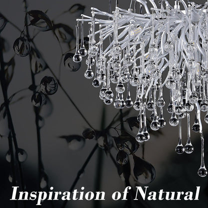 Doris Rain Branch Chandelier Dia 23.5" Silver - Zelno Lighting