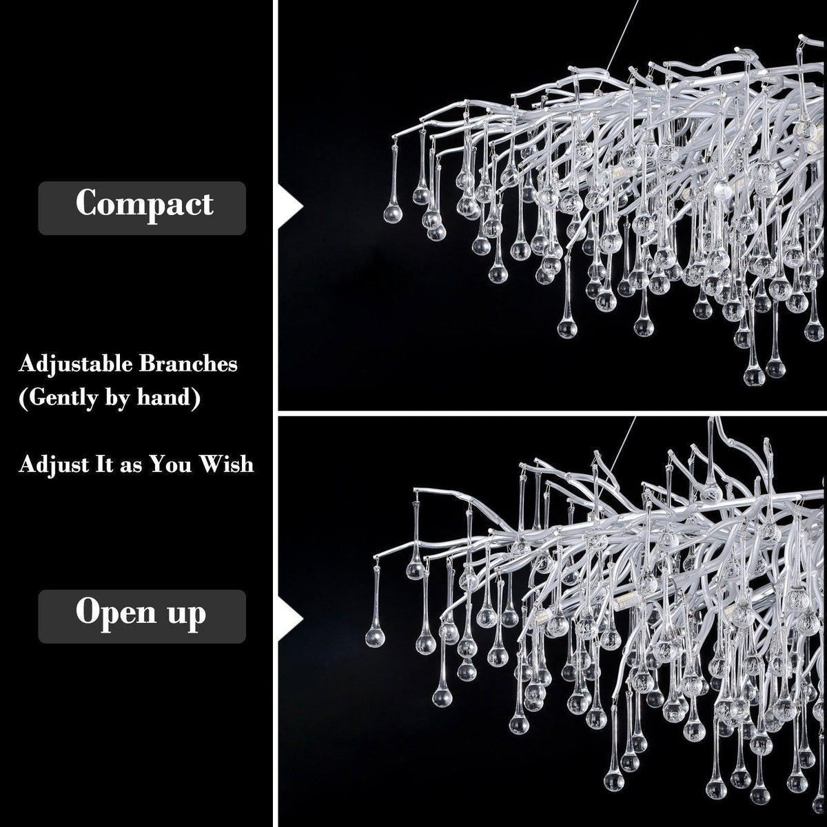 Doris Rain Branch Chandelier Dia 23.5" Silver - Zelno Lighting