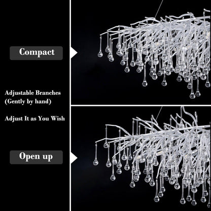 Doris Rain Branch Chandelier Dia 23.5" Silver - Zelno Lighting