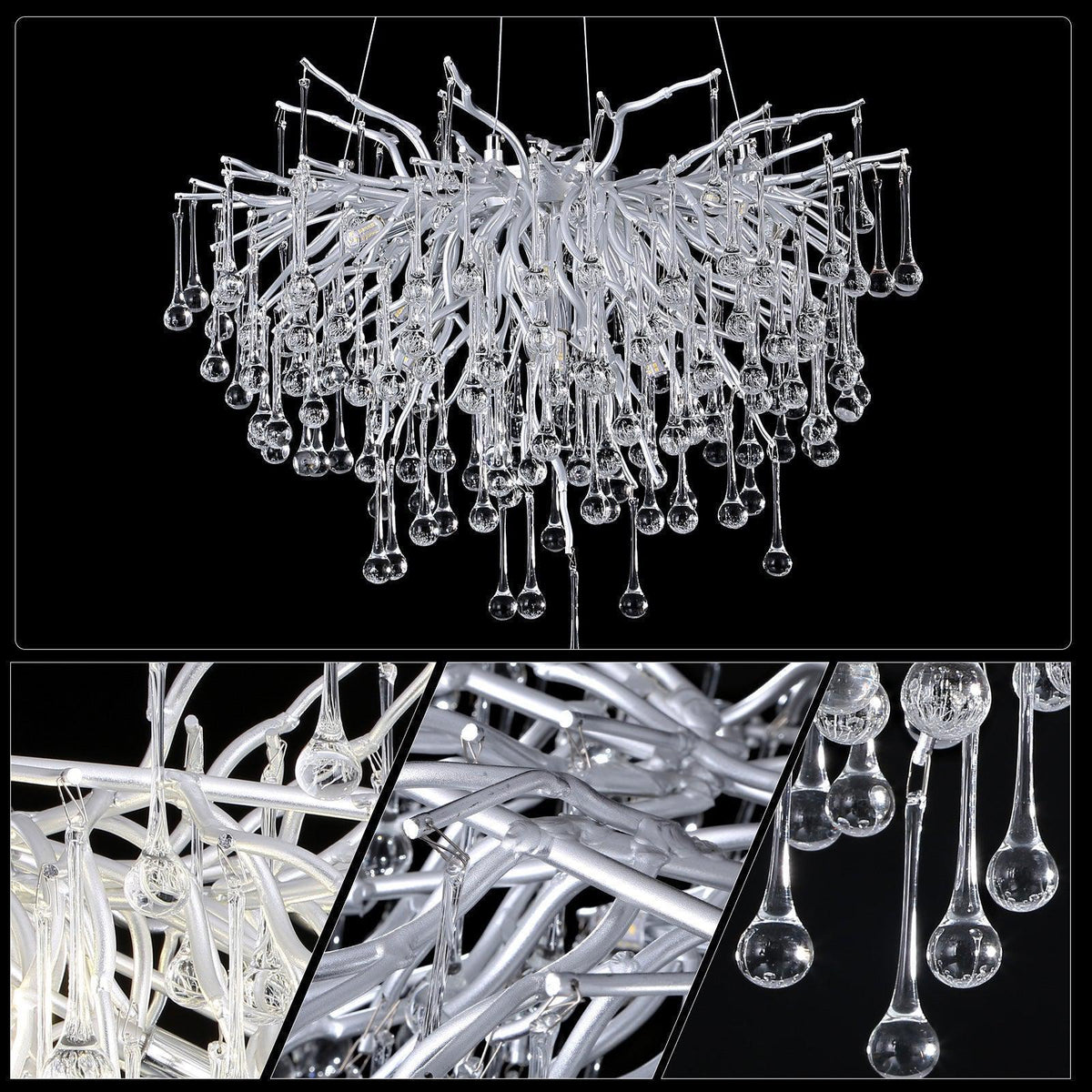 Doris Rain Branch Chandelier Dia 23.5" Silver - Zelno Lighting