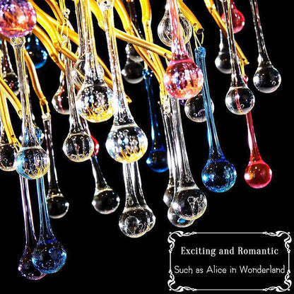 Doris Rain Crystal Branch Chandelier 54"L - Zelno Lighting