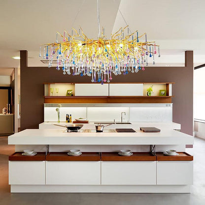 Doris Rain Crystal Branch Chandelier 54"L - Zelno Lighting