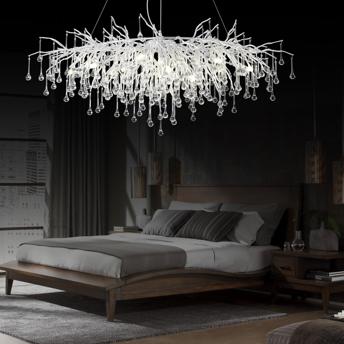 Doris Rectangle Branch Chandelier 45"L Silver - Zelno Lighting