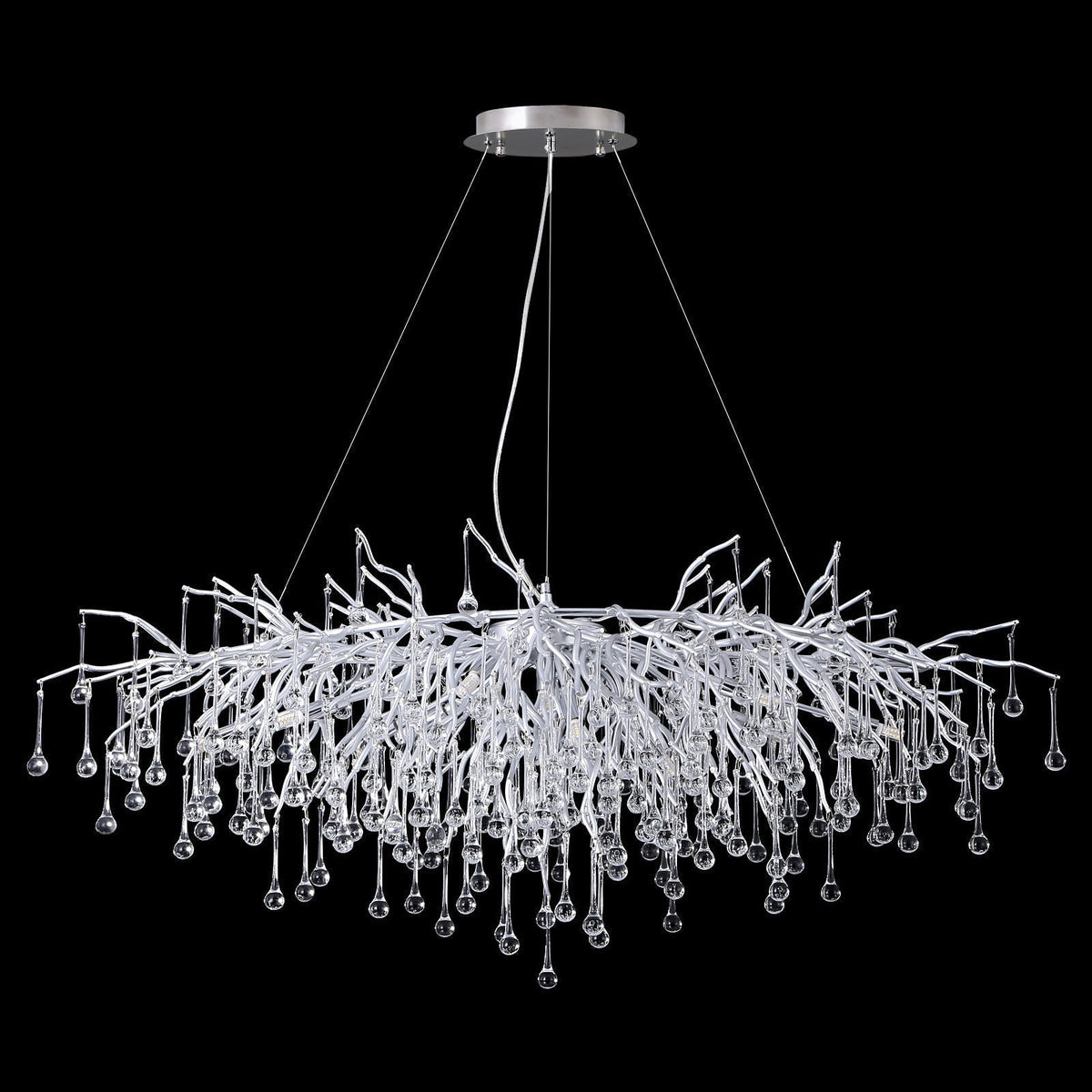 Doris Rectangle Branch Chandelier 45"L Silver - Zelno Lighting