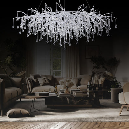 Doris Rectangle Branch Chandelier 45"L Silver - Zelno Lighting