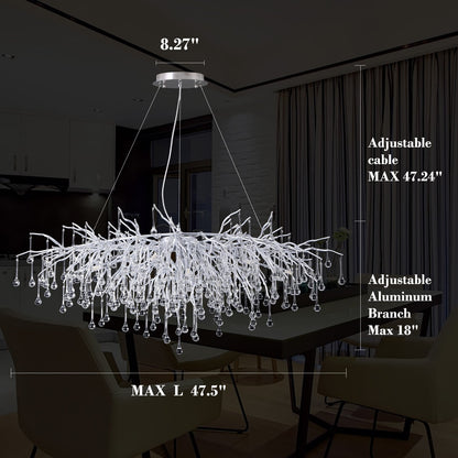 Doris Rectangle Branch Chandelier 45"L Silver - Zelno Lighting