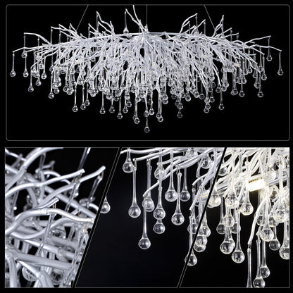 Doris Rectangle Branch Chandelier 45"L Silver - Zelno Lighting