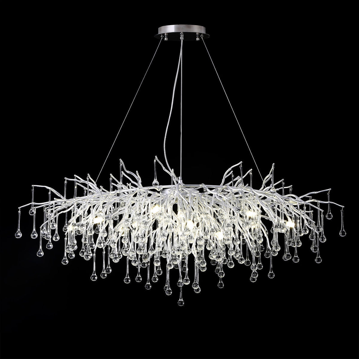 Doris Rectangle Branch Chandelier 45"L Silver - Zelno Lighting