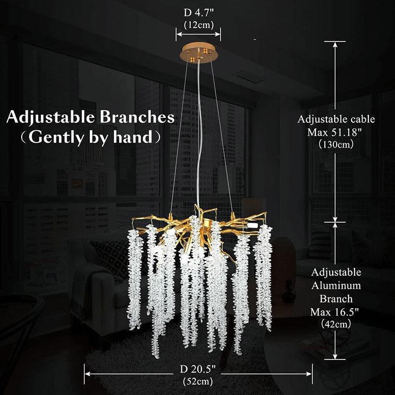 Doris White Crystal Branch Chandelier 20.5"D - Zelno Lighting
