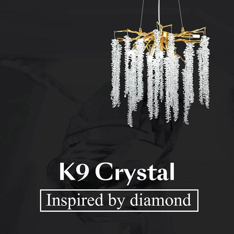 Doris White Crystal Branch Chandelier 20.5"D - Zelno Lighting