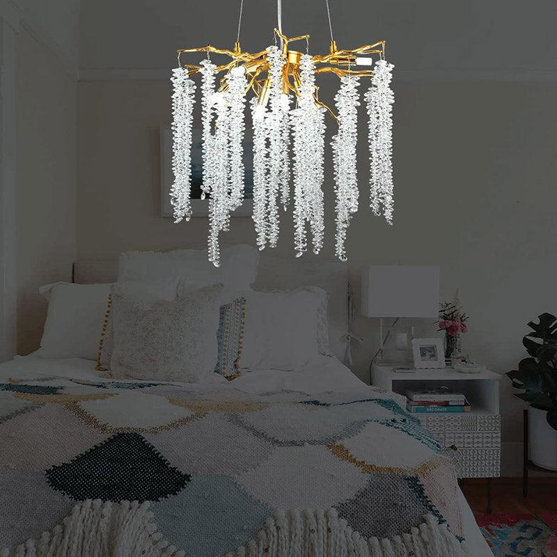 Doris White Crystal Branch Chandelier 20.5"D - Zelno Lighting