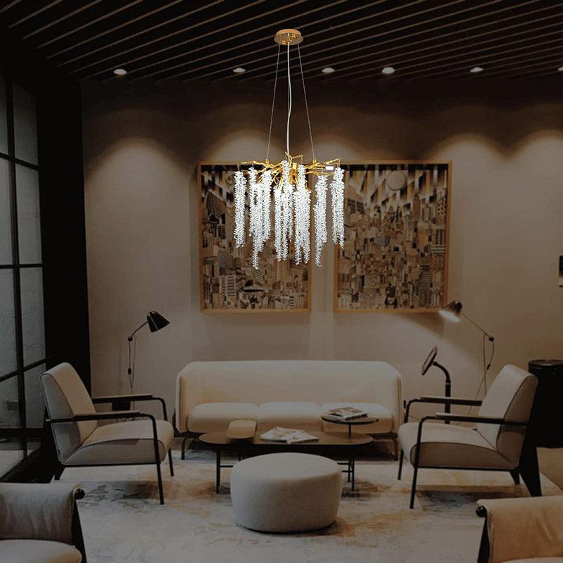Doris White Crystal Branch Chandelier 20.5"D - Zelno Lighting