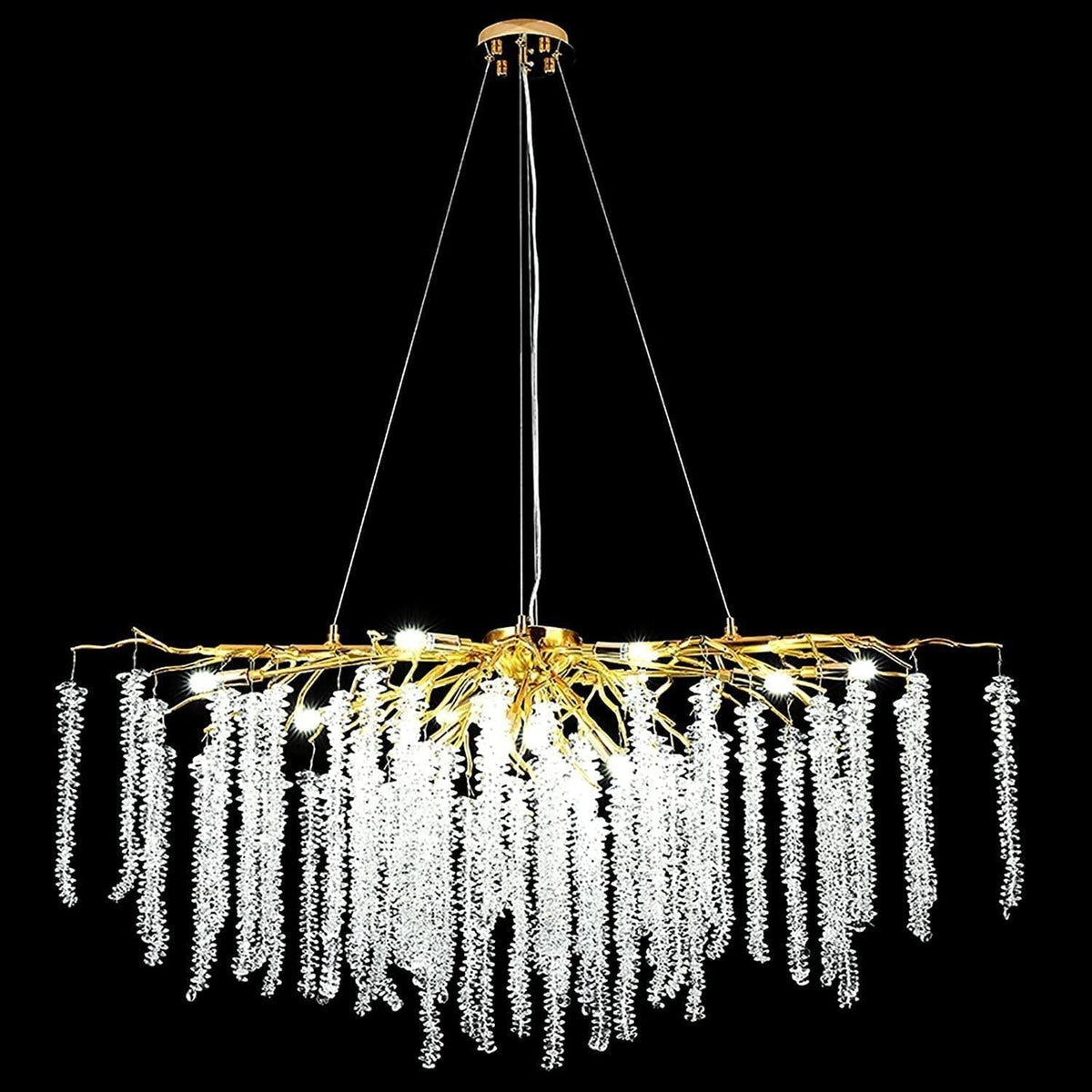Doris White Crystal Branch Round Chandelier D20.5" L45" - Zelno Lighting