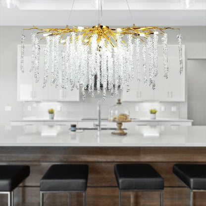 Doris White Crystal Branch Round Chandelier D20.5" L45" - Zelno Lighting