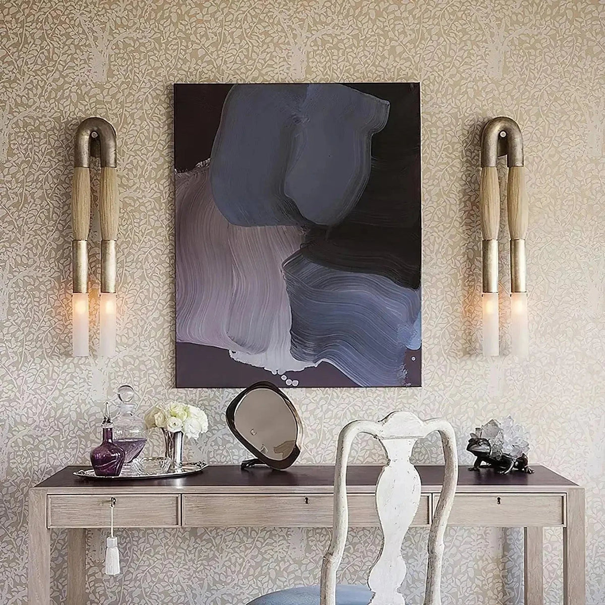Double Head Antonia Horsehair Sconce - Zelno Lighting