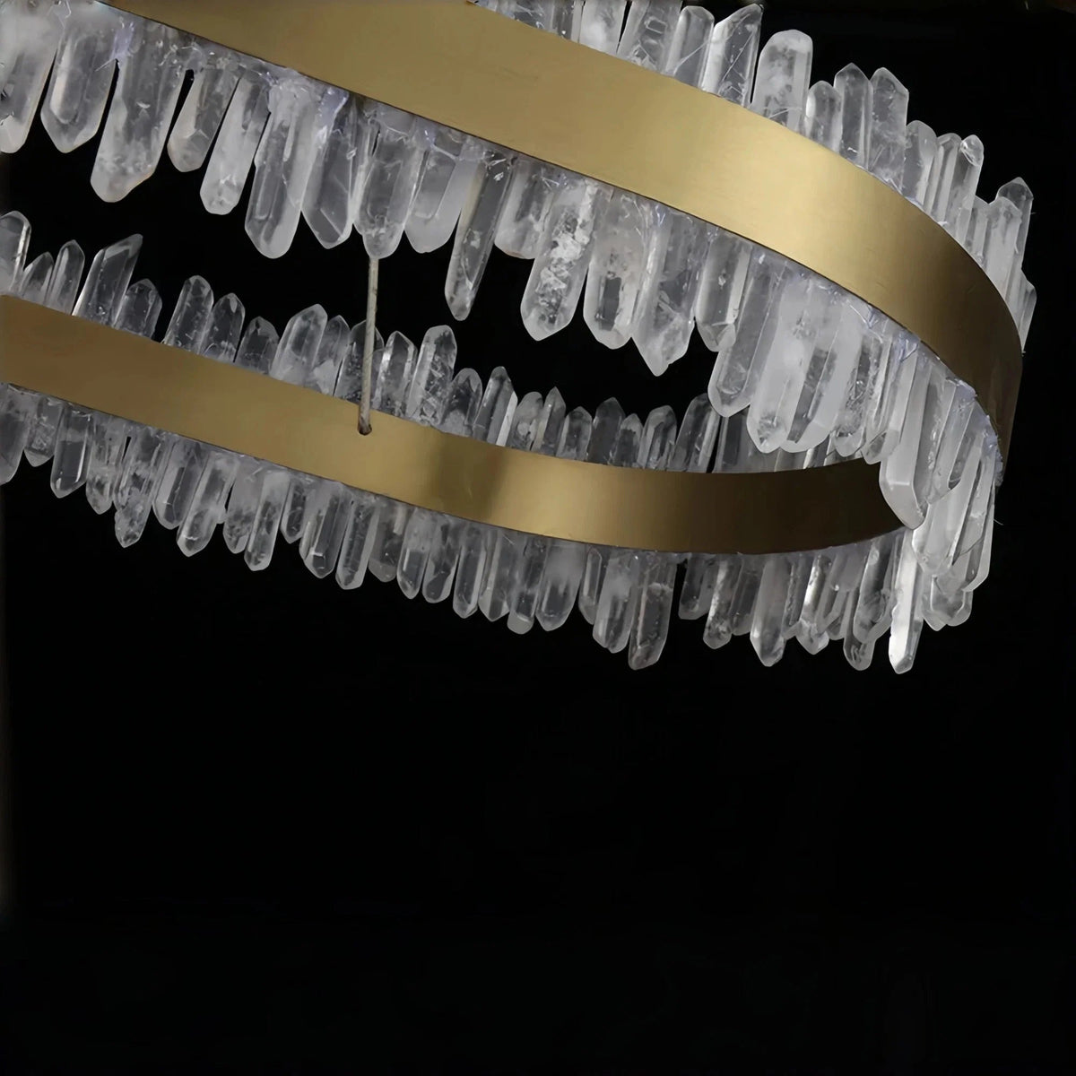 Double Round Rings Quartz Crystal Chandelier Hanging Modern Chandelier for Living Room - Zelno Lighting