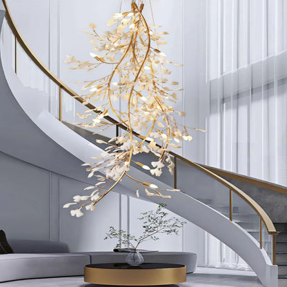 Drooping Ceramic Ginkgo Leaf Chandelier - Zelno Lighting
