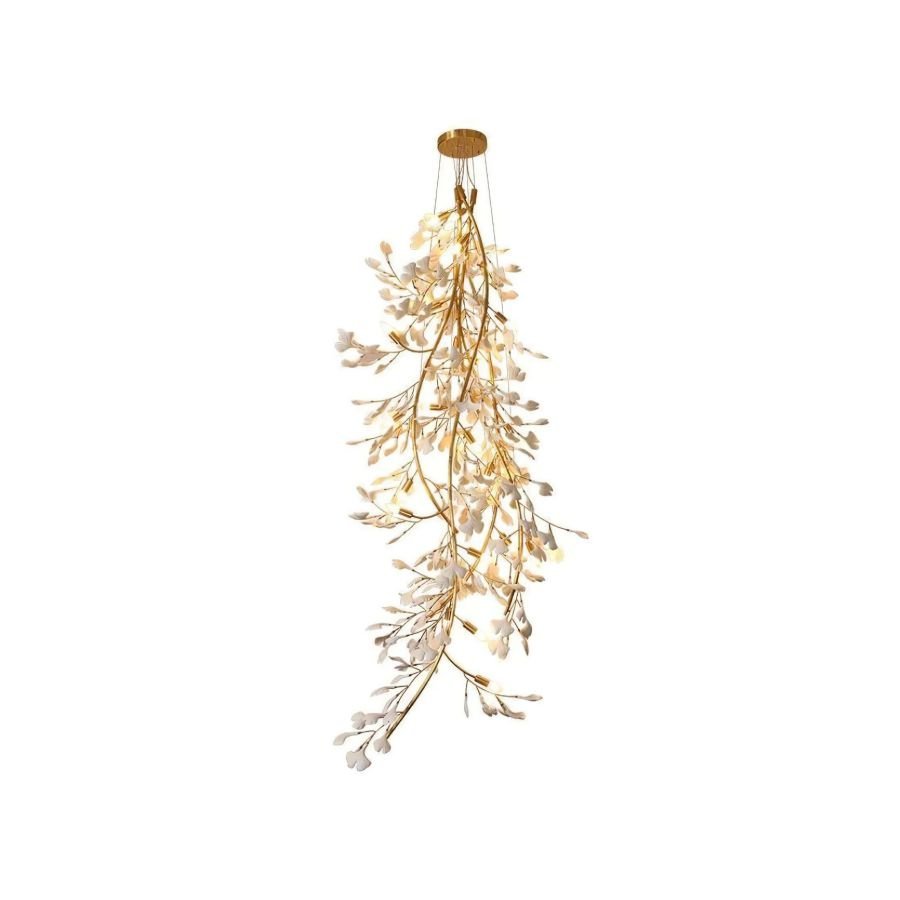 Drooping Ceramic Ginkgo Leaf Chandelier - Zelno Lighting