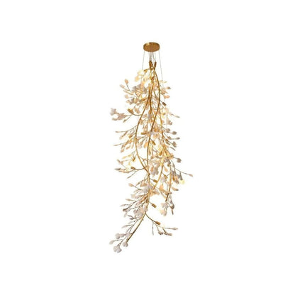 Drooping Ceramic Ginkgo Leaf Chandelier - Zelno Lighting
