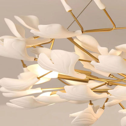 Drooping Ceramic Ginkgo Leaf Chandelier - Zelno Lighting