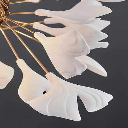 Drooping Ceramic Ginkgo Leaf Chandelier - Zelno Lighting