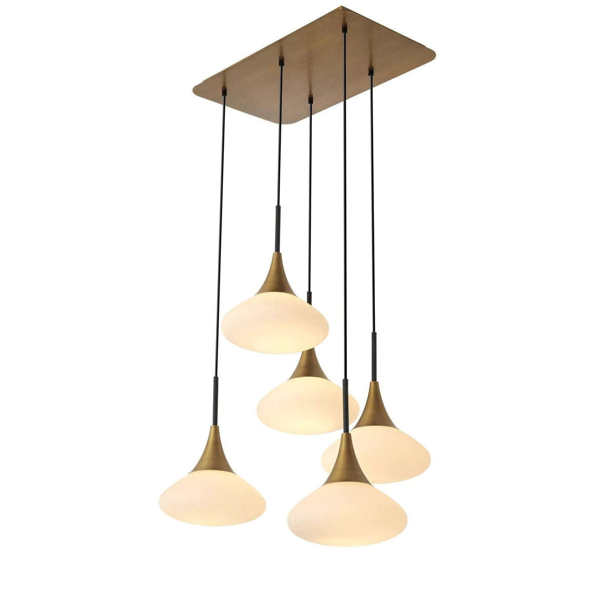 Duco L Modern Brass Chandelier - Zelno Lighting