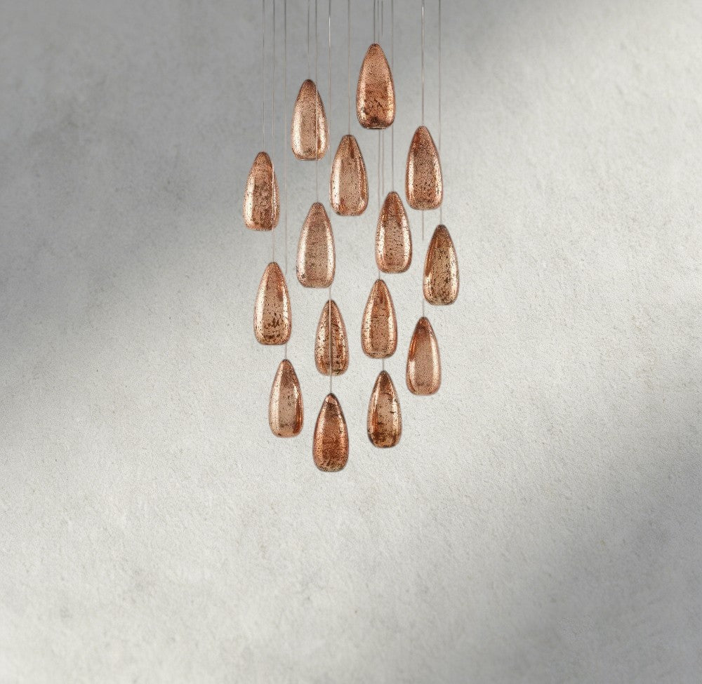 Edda Round Glass Chandelier 23", 35" - Zelno