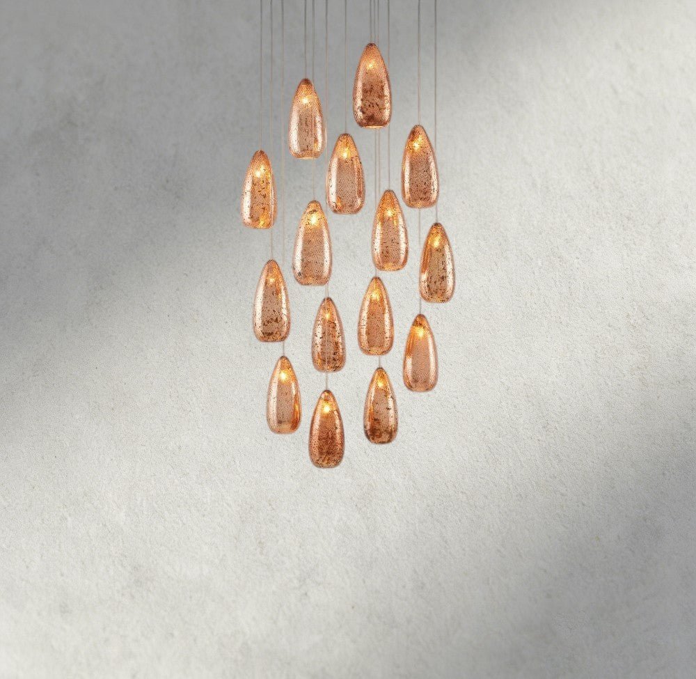 Edda Round Glass Chandelier 23", 35" - Zelno