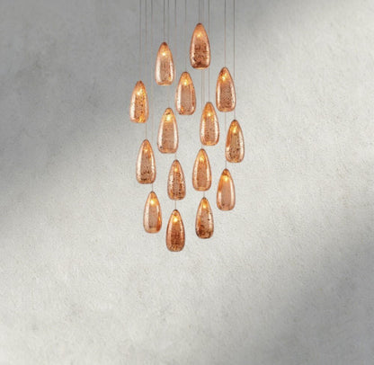 Edda Round Glass Chandelier 23", 35" - Zelno