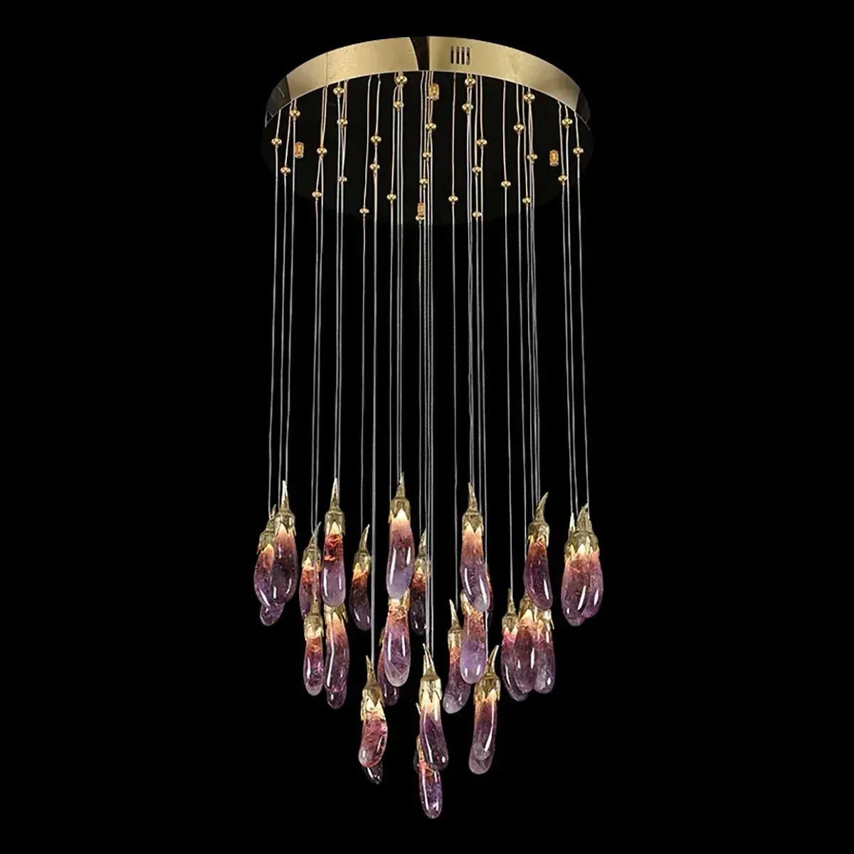 Eggplant-shaped Chandelier Purple Color - Zelno Lighting