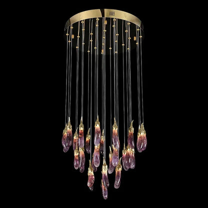 Eggplant-shaped Chandelier Purple Color - Zelno Lighting