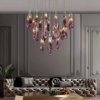 Eggplant-shaped Chandelier Purple Color - Zelno Lighting