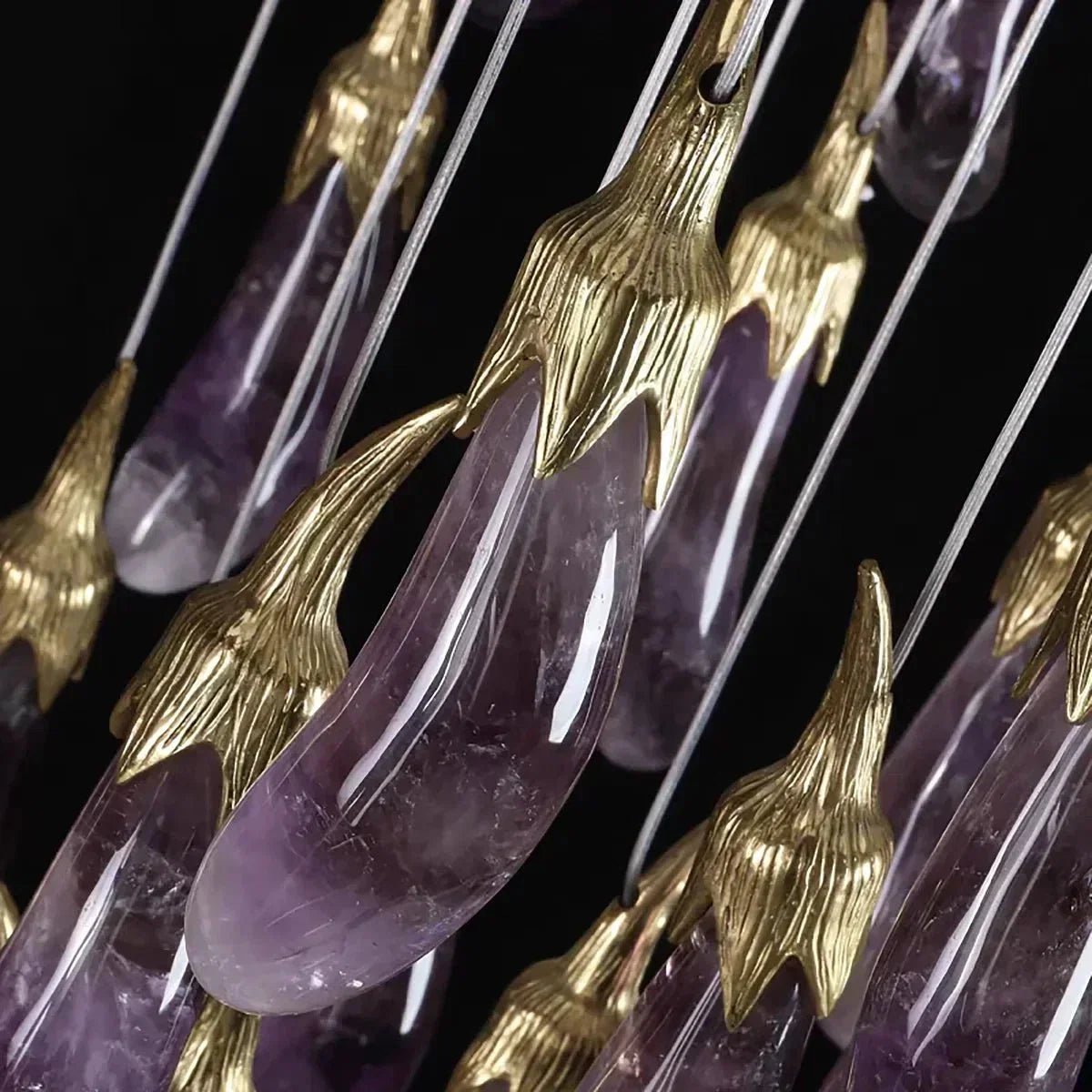 Eggplant-shaped Chandelier Purple Color - Zelno Lighting