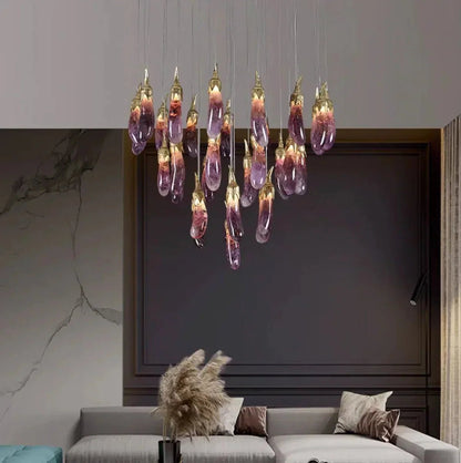 Eggplant-shaped Chandelier Purple Color - Zelno Lighting
