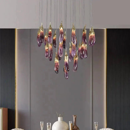 Eggplant-shaped Chandelier Purple Color - Zelno Lighting