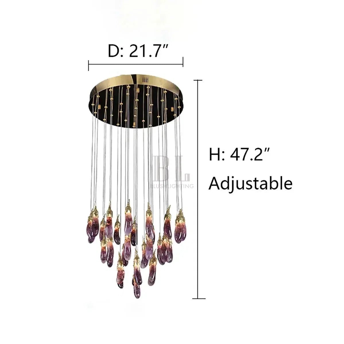 Eggplant-shaped Chandelier Purple Color - Zelno Lighting