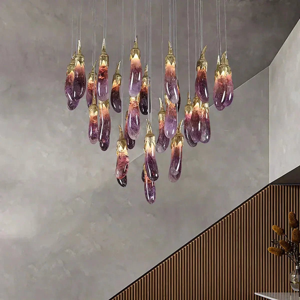 Eggplant-shaped Chandelier Purple Color - Zelno Lighting
