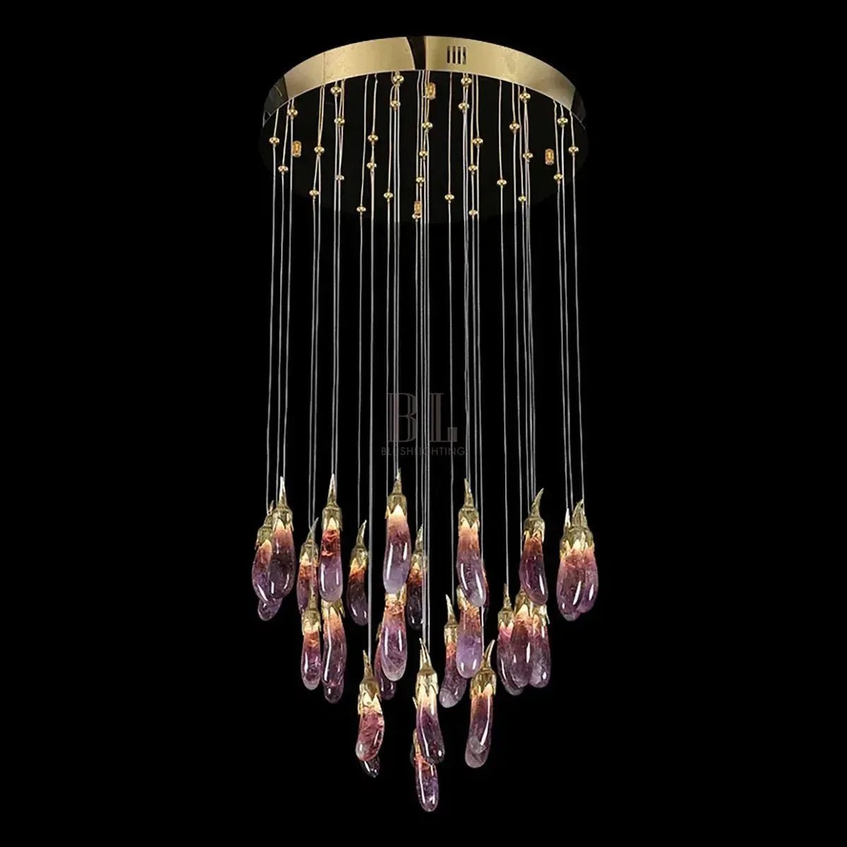 Eggplant-shaped Chandelier Purple Color - Zelno Lighting