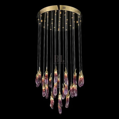 Eggplant-shaped Chandelier Purple Color - Zelno Lighting
